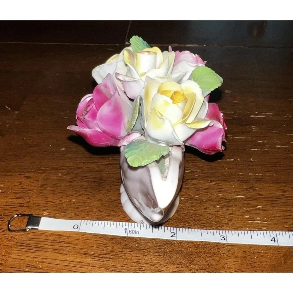 Vintage Thorley Staffordshire English Bone China Rose Floral Figurine‎ Vase EUC